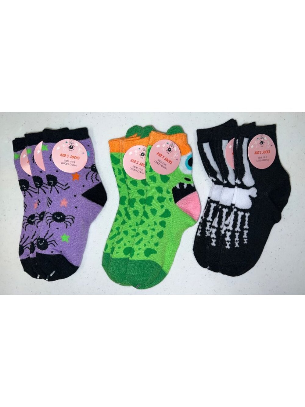 9 Pair Kids Socks Fun Halloween Designs 3-Packs each Design Size 7-8.5